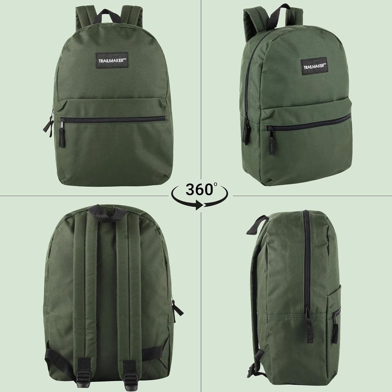 Trailmaker Classic 17 inch Backpacks with Adjustable Padded Straps | School Backpacks for Girls, Boys (Green) - Image 5